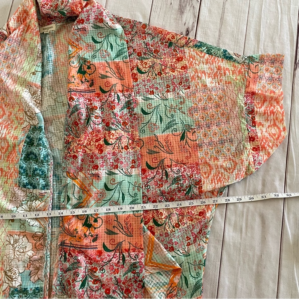 World Market Floral Kimono Cardigan Women’s One Size Patchwork Boho Oversized - Picture 11 of 14